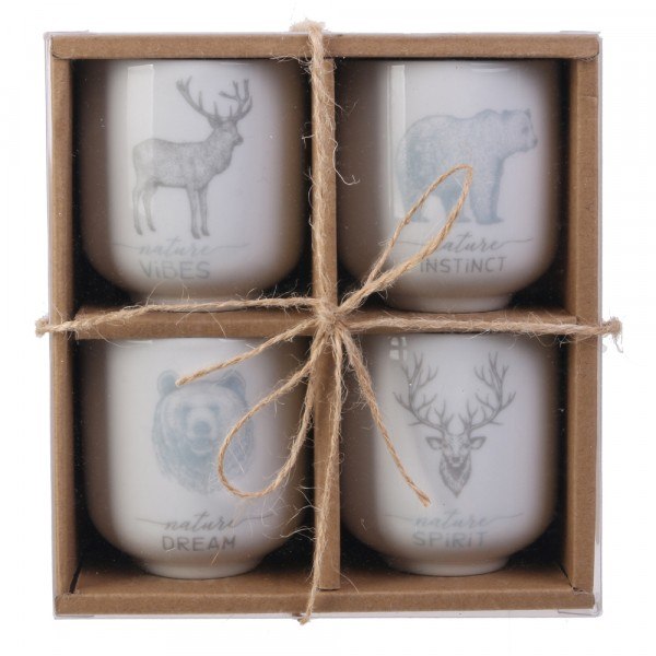 COFFRET 4 TASSES EXPRESSO ANIMAUX DE LA FORET