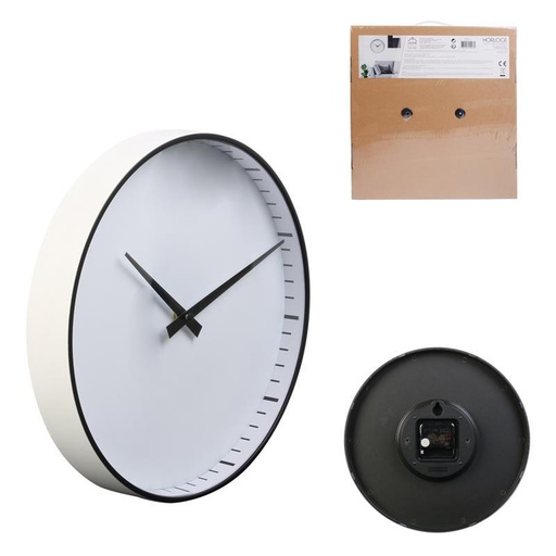 Horloge murale blanche finition noire
