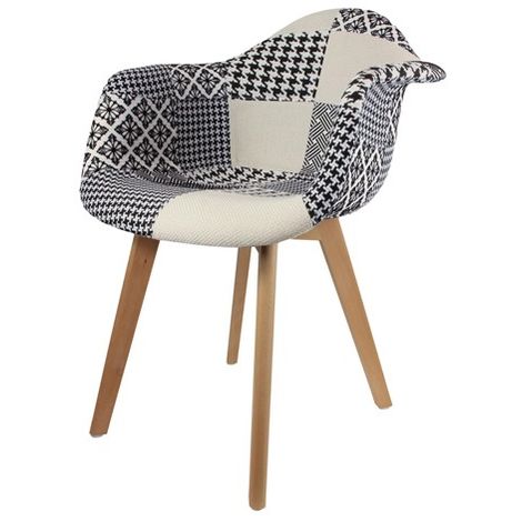 FAUTEUIL SCANDINAVE PATCHWORK NOIR/BLANC