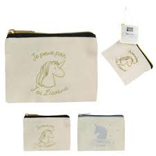 pochette toile 10x13cm licorne, 2-fois assorti