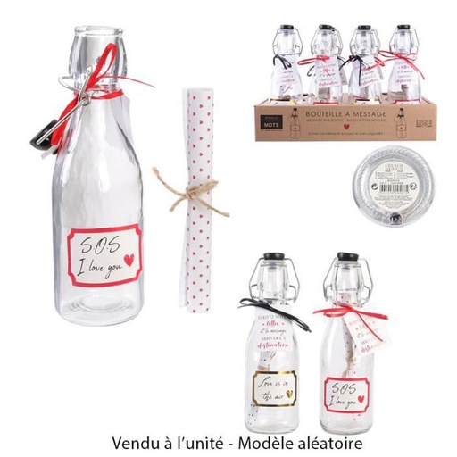 Bouteille à message mots d'amour