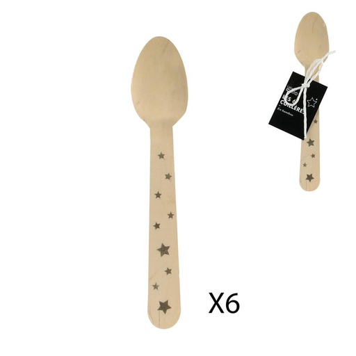 Cuillère de 14cm avec étoiles dorées x6