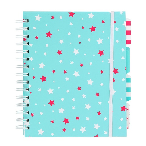 CARNET À SPIRALE A5 BLEU 100 PAGES LIGNÉES ONGLETS REPOSITIONNABLES