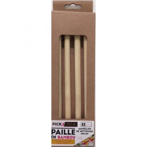 Paille en bambou le lot de 4