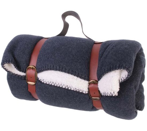 Plaid Avec Anse Double Sherpa 120 X 150 Cm Gris Bleuté