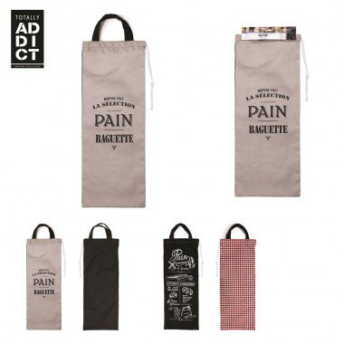 Sac à pain 'Bistrot' Coton, 88,5 x 27 cm, idéal pour transporter et conserver vos pains et baguettes