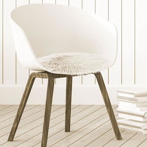 Galette de chaise imitation fourrure écru - diam 38 cm