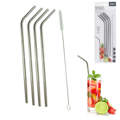PAILLE EN INOX straw x4 with bottle brush