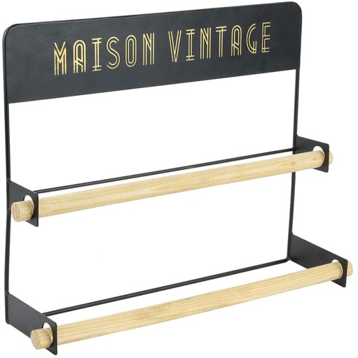 Dérouleur Mural Double Rouleaux Noir, Métal, Taille Unique