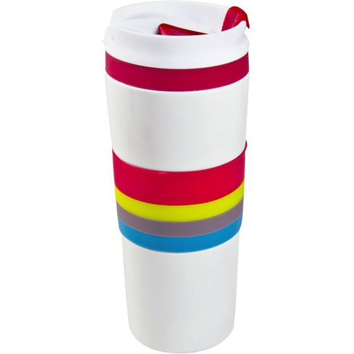 MUG DE TRANSPORT AVEC BANDES SILICONE 380ML