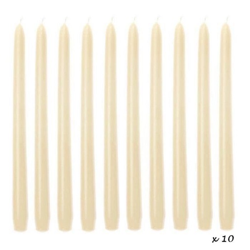 10 Bougies Ivoire Chandelier 25 cm, Bougie flambeau, diam. de base 2,2cm - Unique