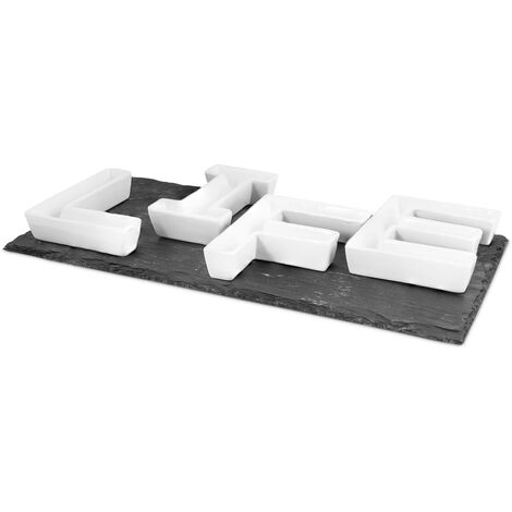 APÉRITIF ARDOISE AVEC 4 TASSES DE VIE 40X20CM