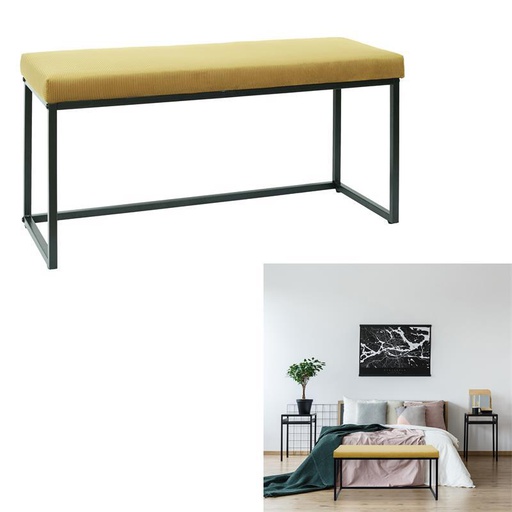 BANC GIULIA JAUNE MOUTARDE VELOURS COTELE