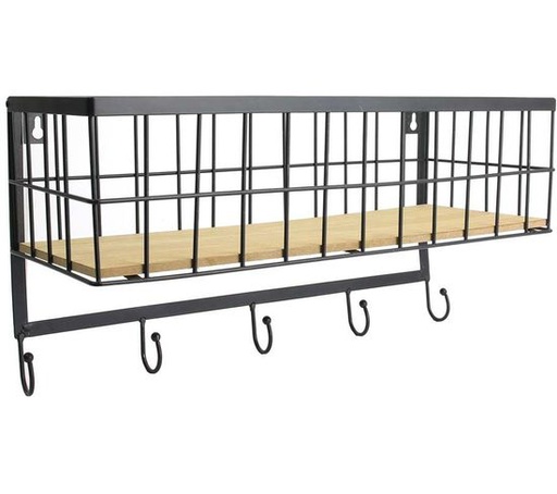 PANIER MURAL FILAIRE AVEC 5 CROCHETS NOIR