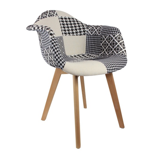 FAUTEUIL PATCHWORK NOIR BLANC LEASON
