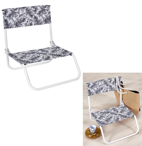CHAISE DE PLAGE PLIANTE NATURAL WILD BLANC NOIR