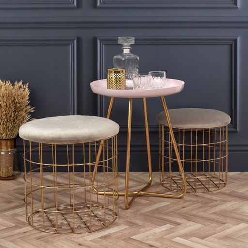 POUF GIGOGNE VELOURS TAUPE