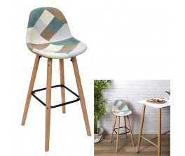 TABOURET DE BAR PATCWORK BLEU