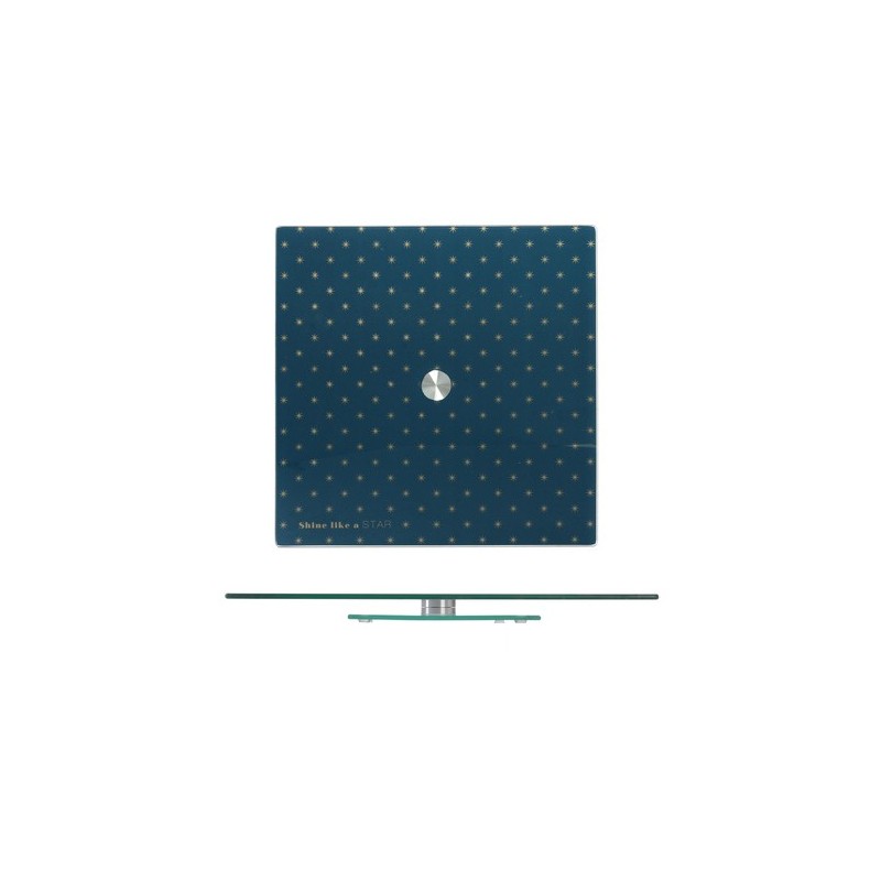 PLATEAU TOURNANT CARRE EN VERRE SHINE BLEU 30CM M6