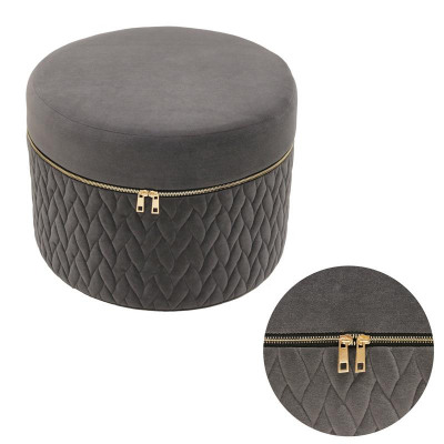 Pouf velours fermeture éclair