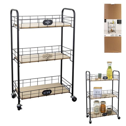 DESSERTE A ROULETTES TROIS NIVEAUX FILAIRE