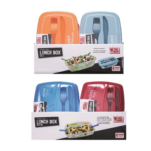 Lunch box illustré avec couverts