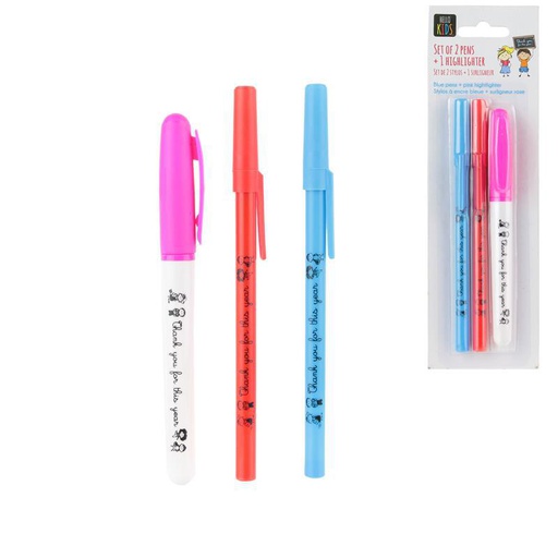 SET OF 2 PENS + HIGHLIGHTER