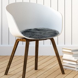 GALETTE DE CHAISE IMITATION FOURRURE GRIS M12