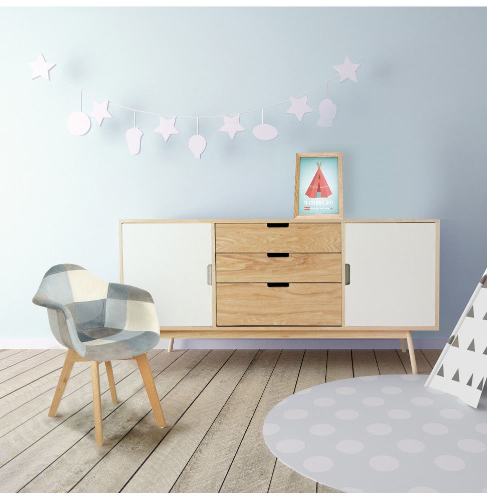 FAUTEUIL PATCHWORK ENFANT LEONIE BLEU