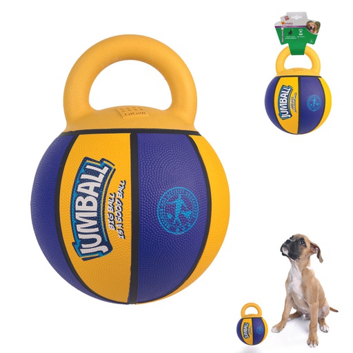 Ballon de basket violet et jaune avec poignée pour chien