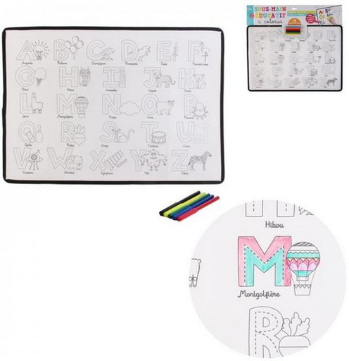 SOUS MAIN EDUCATIF A COLORIER AVEC 4 FEUTRES