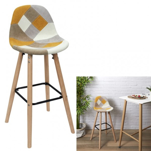 TABOURET DE BAR PATCHWORK JAUNE